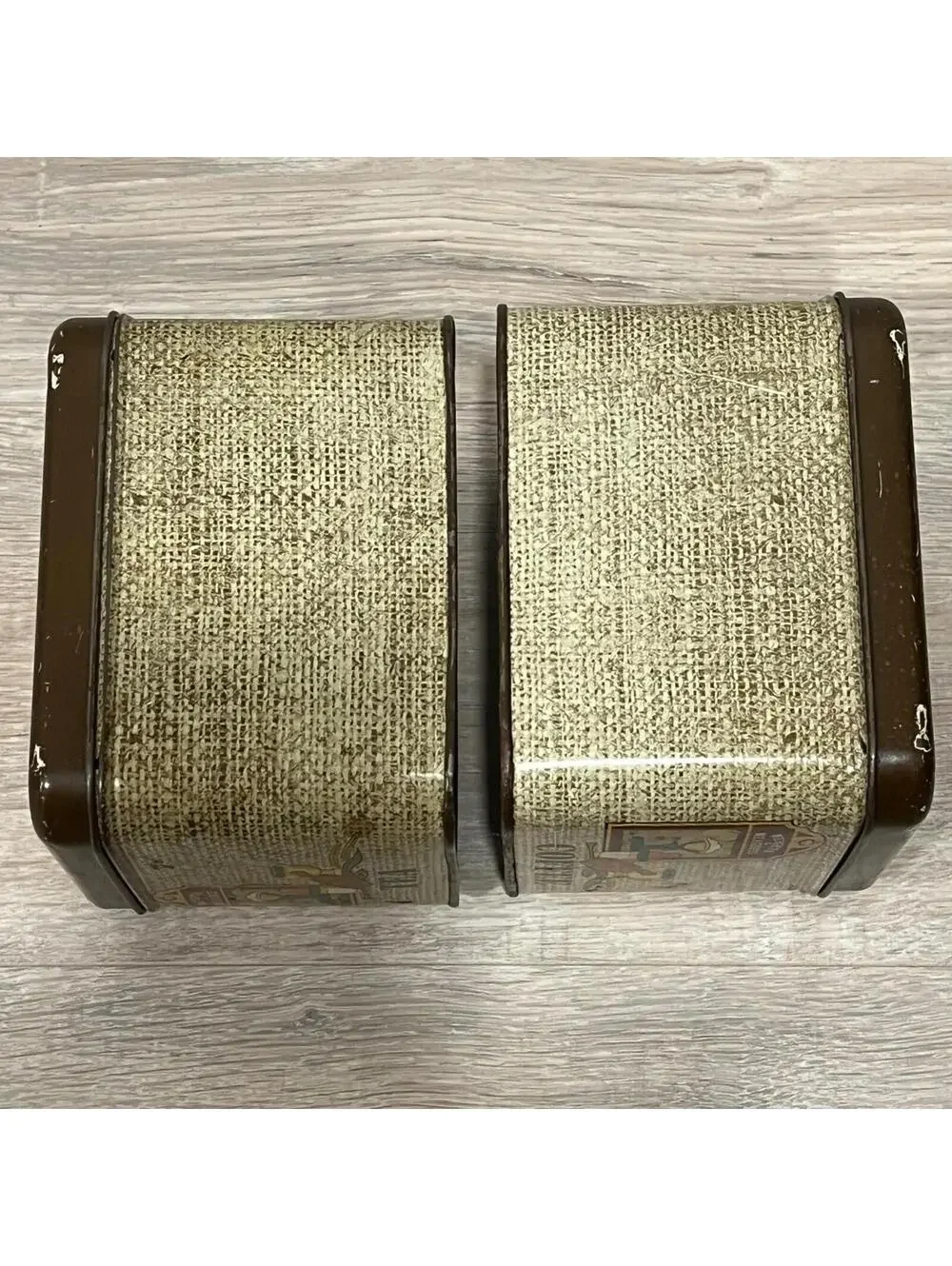 Vintage Tin Canisters Chein Co Brown Retro Kitchen TEA & COFFEE CANISTERS